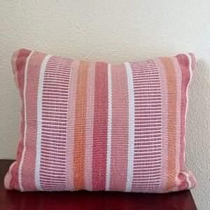 Striped Pink and Orange Throw Pillow